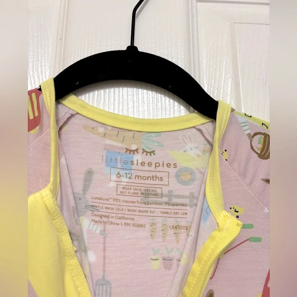 NWT Little Sleepies Hop To It Bunnies Zippies Bamboo Convertible Sleeper